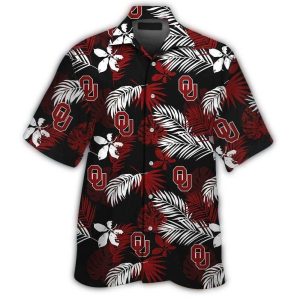 Oklahoma Sooners Floral Leafs Vintage Hawaiian Shirt