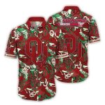 Oklahoma Sooners Floral Leafs Vintage Tropical Hawaiian Shirt