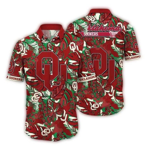 Oklahoma Sooners Floral Leafs Vintage Tropical Hawaiian Shirt 1
