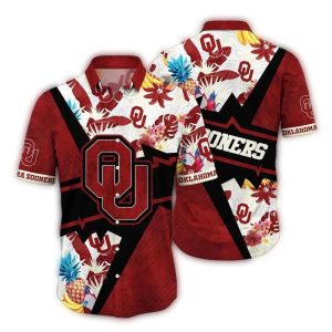 Oklahoma Sooners Floral Leafs And Pineapple Tropical Hawaiian Shirt