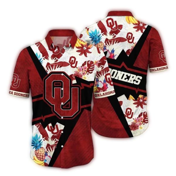Oklahoma Sooners Floral Leafs and Pineapple Tropical Hawaiian Shirt 1