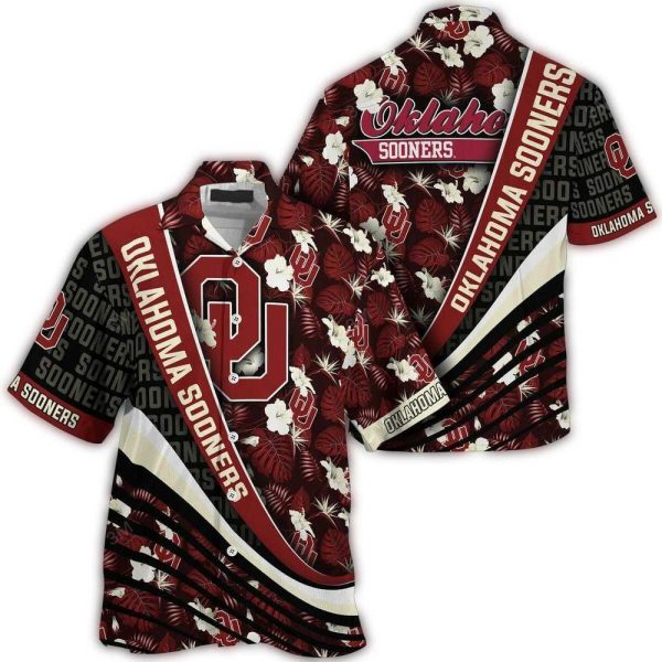 Oklahoma Sooners Floral Pattern Stripe Hawaiian Shirt 1