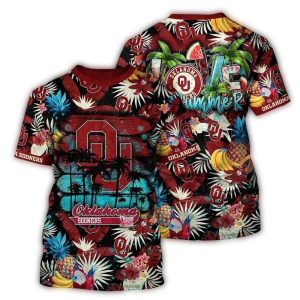 Oklahoma Sooners Floral And Fruit Pattern Tropical All-over Print T-Shirt