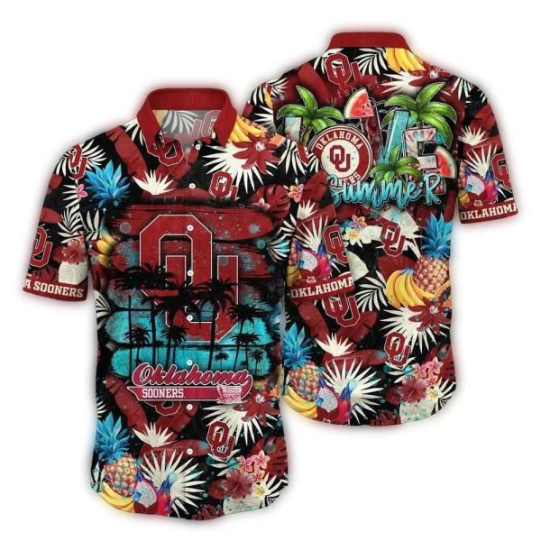 Oklahoma Sooners Floral and Fruit Pattern Tropical Hawaiian Shirt 1