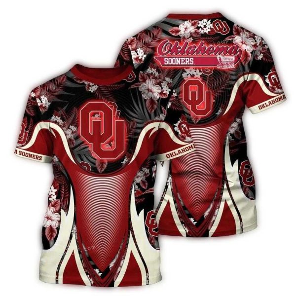 Oklahoma Sooners Flower Floral Uniform Tropical AOP T Shirt 1