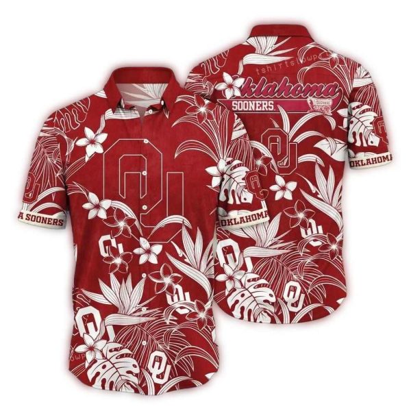 Oklahoma Sooners Flower Floral White Hawaiian Shirt 1