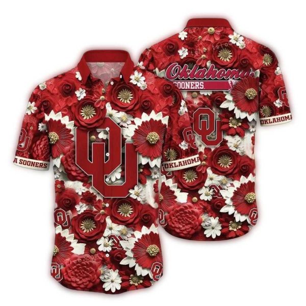 Oklahoma Sooners Flower Pattern Tropical Hawaiian Shirt 1