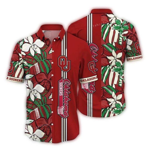 Oklahoma Sooners Flowers Stripe Vintage Hawaiian Shirt 1