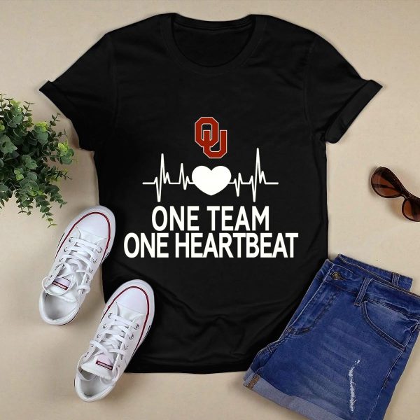 Oklahoma Sooners Football Heartbeat One Team One Heartbeat T Shirt 1