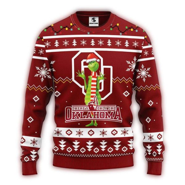 Oklahoma Sooners Funny Grinch Christmas Ugly Sweater 1