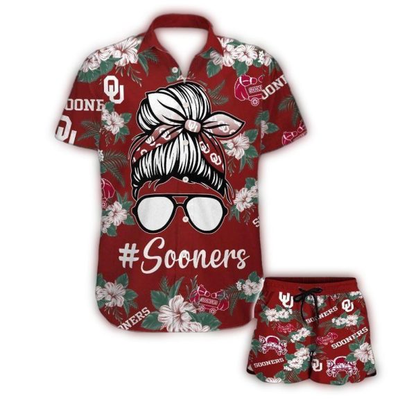 Oklahoma Sooners Girl Messy Bun Hawaiian Shirt 1
