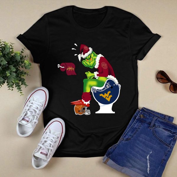 Oklahoma Sooners Grinch Santa Toilet Christmas Shirt 1