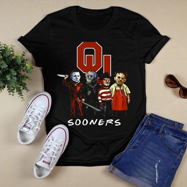 Oklahoma Sooners Halloween Slasher Squad Horror Icons T Shirt 1