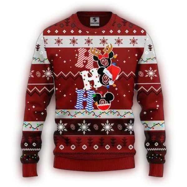 Oklahoma Sooners Hohoho Mickey Ugly Sweater 1