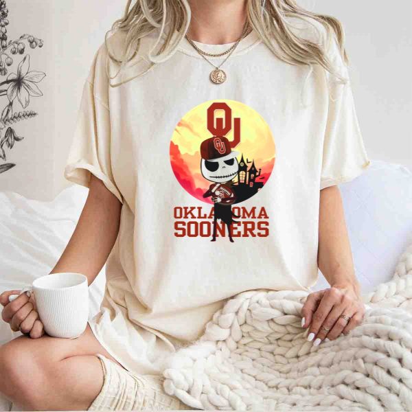 Oklahoma Sooners Jack Skellington Football Ou Halloween T Shirt 1 1