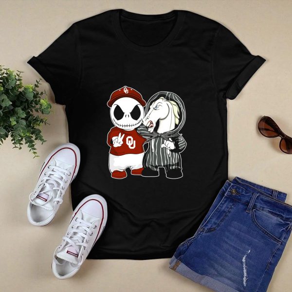 Oklahoma Sooners Jack Skellington and Nightmare Horse Team Up T Shirt 1