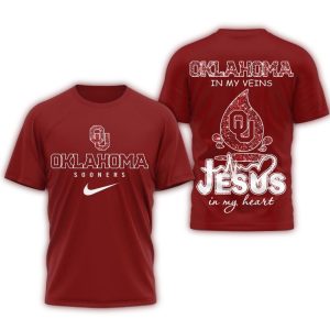 Oklahoma Sooners Jesus In My Heart All-over Print T-Shirt