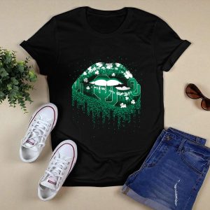 Oklahoma Sooners Lips Green Shamrock Sparkle T-Shirt