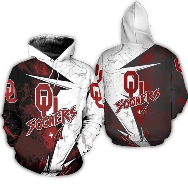Oklahoma Sooners Logo Distressed AOP Hoodie 1