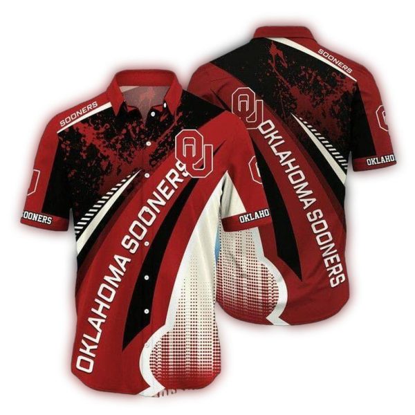 Oklahoma Sooners Logo Distressed Hawaiian Shirt 1