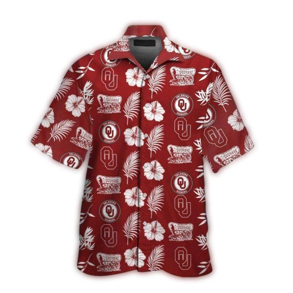Oklahoma Sooners Logo and Floral Pattern Hawaiian Shirt 1