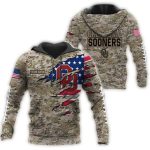 Oklahoma Sooners Military Veterans Camouflage All-over Print Hoodie