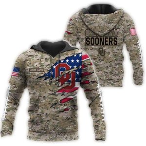 Oklahoma Sooners Military Veterans Camouflage All-over Print Hoodie