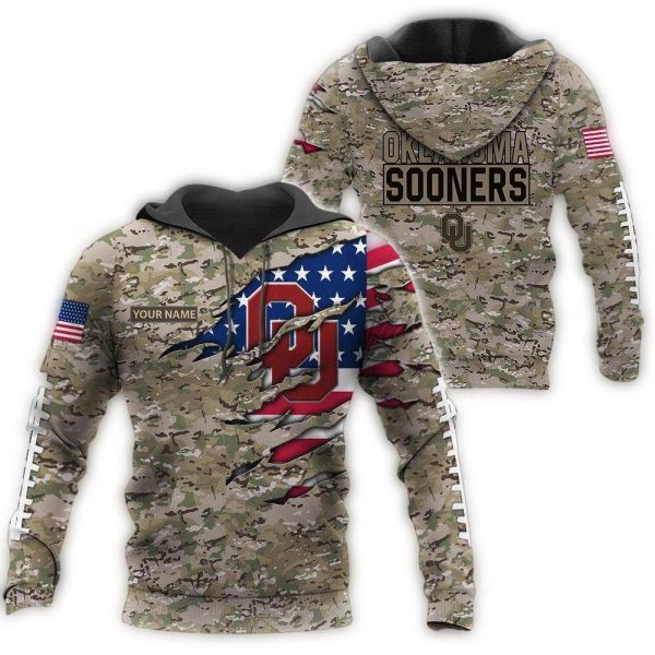 Oklahoma Sooners Military Veterans Camouflage Hoodie 1