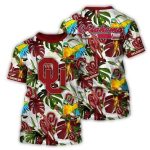 Oklahoma Sooners Parrot Floral Leafs Art All-over Print T-Shirt