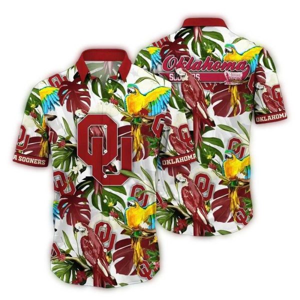 Oklahoma Sooners Parrot Floral Leafs Art Hawaiian Shirt 1