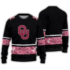 Oklahoma Sooners Pink Ribbon Black Pink Ugly Sweater