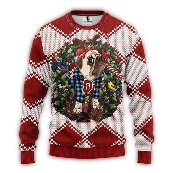 Oklahoma Sooners Pub Dog Christmas Ugly Sweater 1