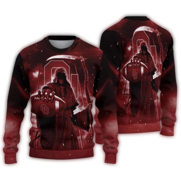 Oklahoma Sooners Reaper Scythe Galaxy Ugly Sweater 1