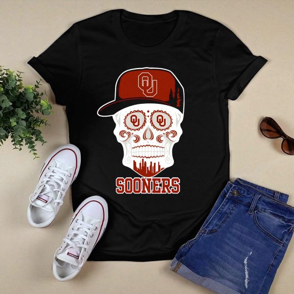 Oklahoma Sooners Skull Ou Hat T Shirt 1