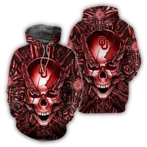 Oklahoma Sooners Skull Raiders All-over Print Hoodie