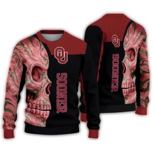 Oklahoma Sooners Skull Swirl Ugly Sweater