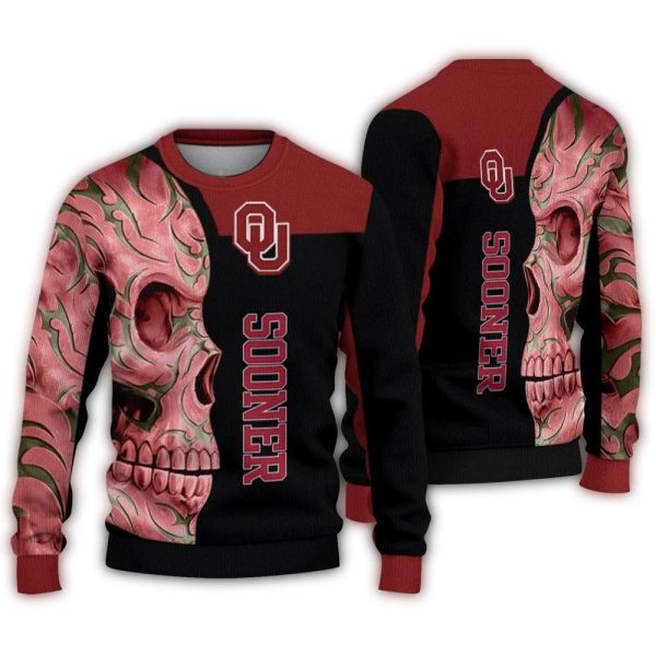 Oklahoma-Sooners-Skull-Swirl-Ugly-Sweater-1 Oklahoma Sooners Skull Swirl Ugly Sweater 1