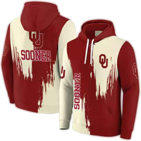 Oklahoma Sooners Splatter Effect AOP Hoodie 1