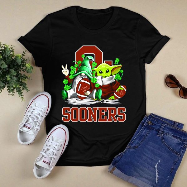 Oklahoma Sooners St Patricks Day Football Gnome and Alien T Shirt 1