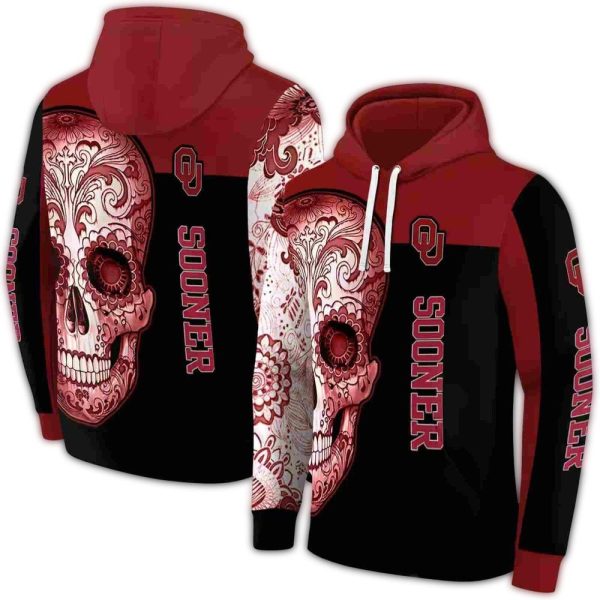 Oklahoma Sooners Sugar Skull AOP Hoodie 1