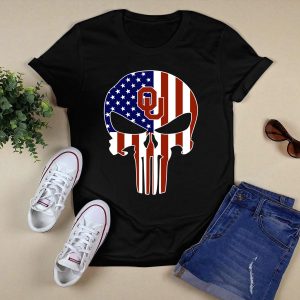 Oklahoma Sooners The Punisher American Flag Skull Ou T-Shirt