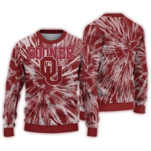 Oklahoma Sooners Tie Dye Pattern Ugly Sweater