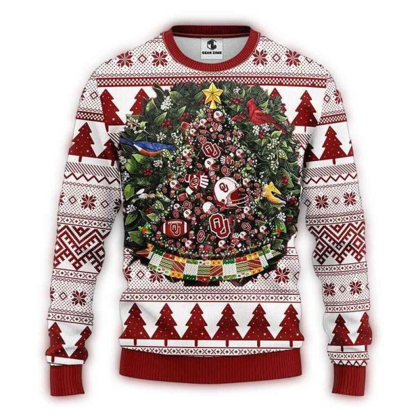 Oklahoma Sooners Tree Ball Christmas Ugly Sweater 1