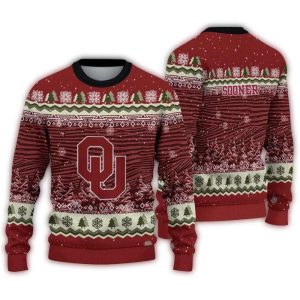 Oklahoma Sooners Tree Pattern Ugly Sweater