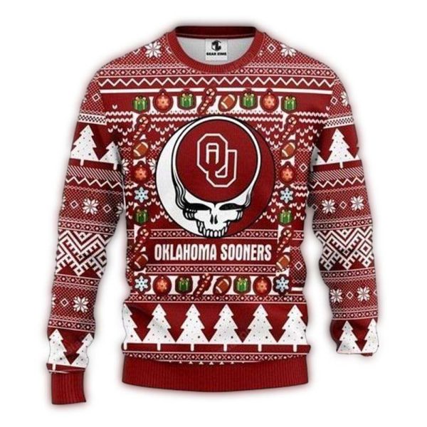 Oklahoma-Sooners-Ugly-Christmas-Sweater-The-Intelligence-Of-The-Skull-Unisex-Sweater-1 Oklahoma Sooners Ugly Christmas Sweater The Intelligence Of The Skull Unisex Sweater 1