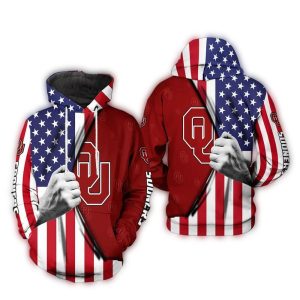 Oklahoma Sooners With Flag American My Heart All-over Print Hoodie