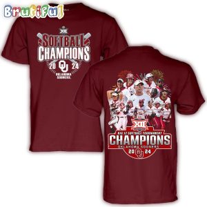 Oklahoma Sooners Womens Big 12 Softball Tournament Champions 2024 All-over Print T-Shirt