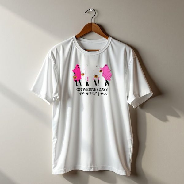 On Wednesdays We Wear Pink Ghost Costumes Halloween T Shirt t shirt 1