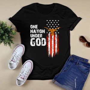 One Nation Under God Texas Longhorns Flag Usa T-Shirt