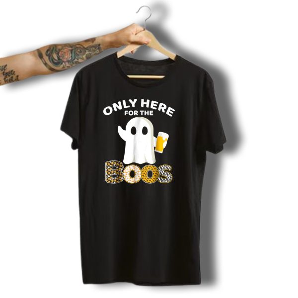 Only Here For The Boos Halloween Beer Lover Ghost Holding Beer T Shirt t shirt 1